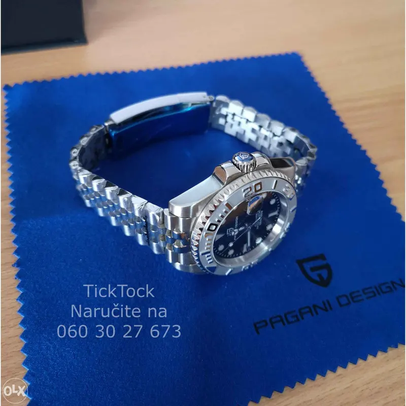 Pagani Design Yachtmaster Black-Blue Dial White Bezel Men's Watch- PD-1651